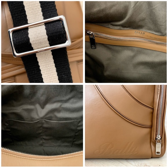 BALLY Fred Beige Leather Logo Duffle Bag Weekender - Picture 5 of 8